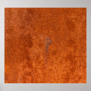 Weathered rusted metal: orange-red texture. poster