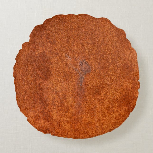 Weathered rusted metal: orange-red texture. round cushion (Front)