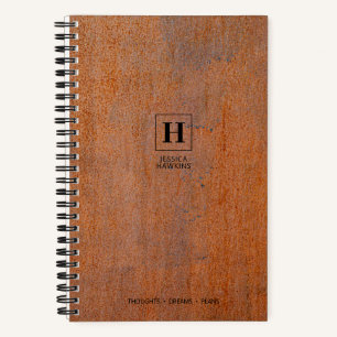 Weathered Rusty Steel Classic Monogram Notebook
