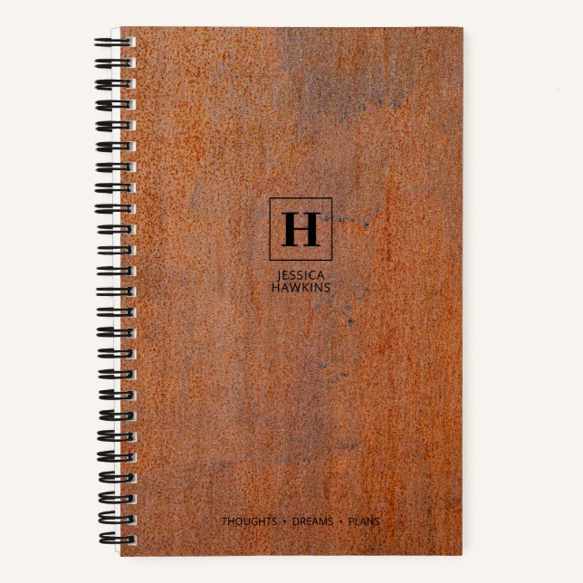 Weathered Rusty Steel Classic Monogram Notebook (Front)