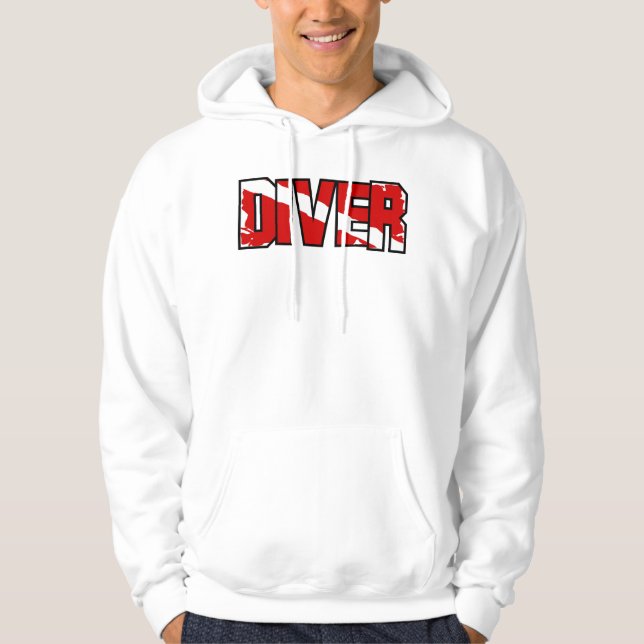 Weathered Scuba Diver Down Flag Hoodie (Front)