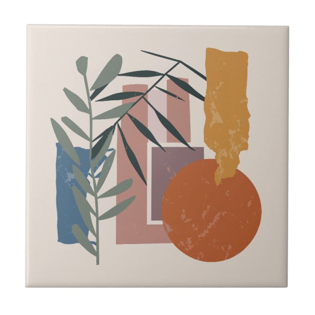 Weathered Shapes And Stalks Ceramic Tile (Front)