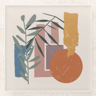 Weathered Shapes And Stalks Glass Coaster