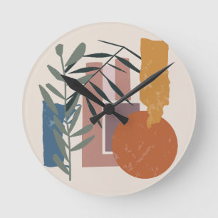 Weathered Shapes And Stalks Round Clock