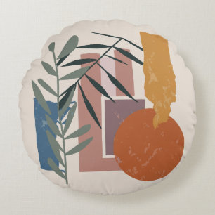 Weathered Shapes And Stalks Round Cushion