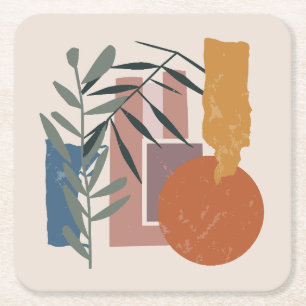 Weathered Shapes And Stalks Square Paper Coaster