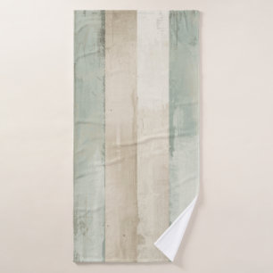 Weathered Soft Blue Tan Brown White Rustic Stripe Bath Towel