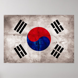 Weathered South Korean Flag Poster