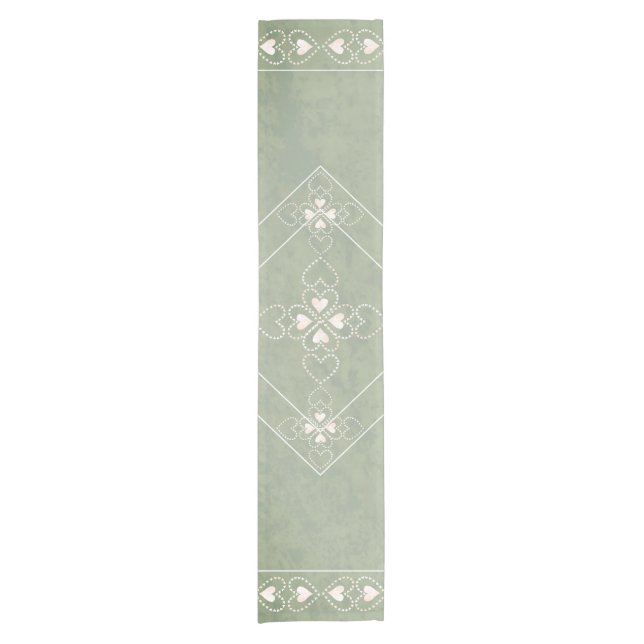 Weathered stone Celtic Hearts Cross Short Table Runner (Front)