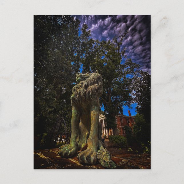 Weathered Stone Lion Statue Postcard (Front)