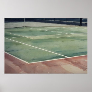 Weathered Tennis Court Pickle Ball Art Poster