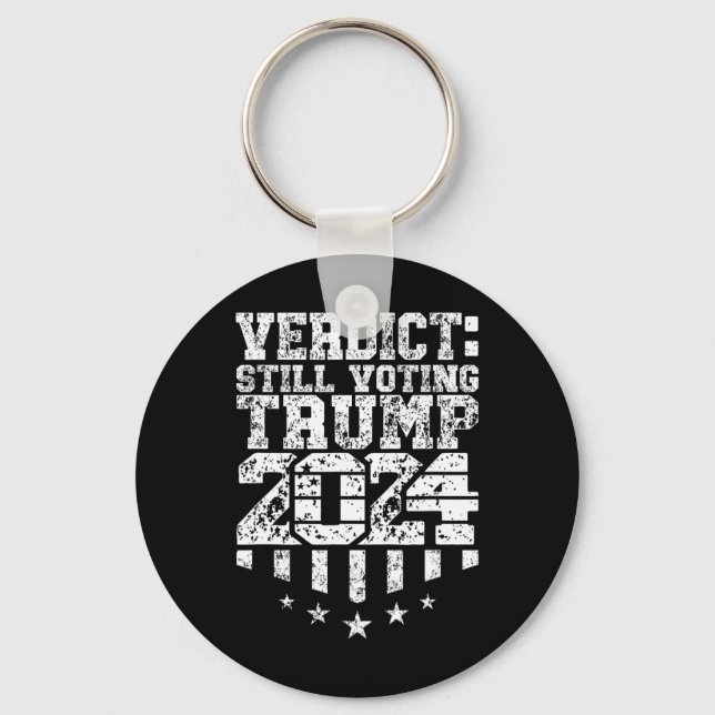 Weathered Text Trump Still Voting Convicted Felon  Key Ring (Front)
