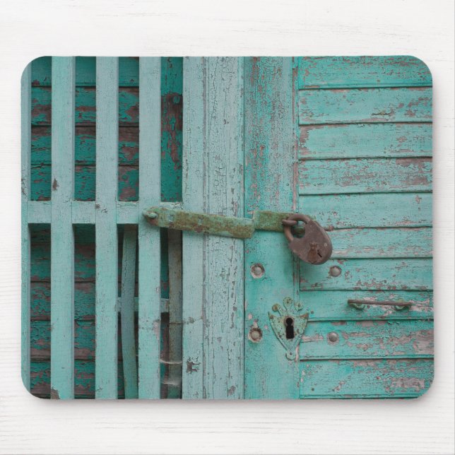 Weathered Turqouise Door Mouse Pad (Front)