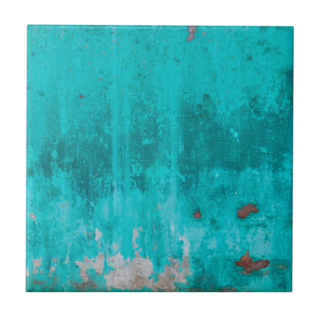 Weathered turquoise concrete wall texture ceramic tile (Front)
