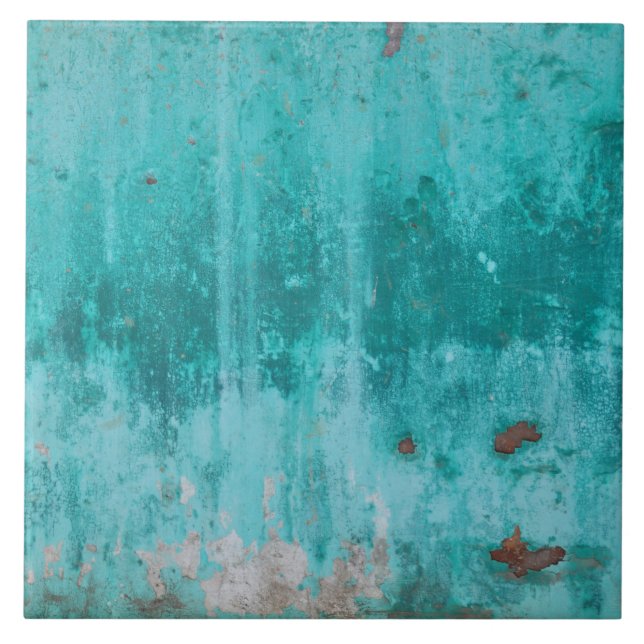 Weathered turquoise concrete wall texture tile (Front)