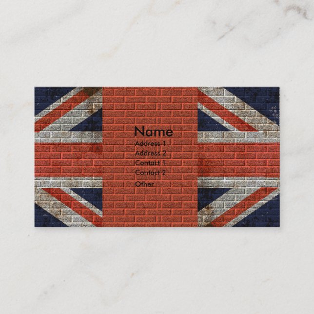 Weathered Union Jack on brick wall Business Card (Front)