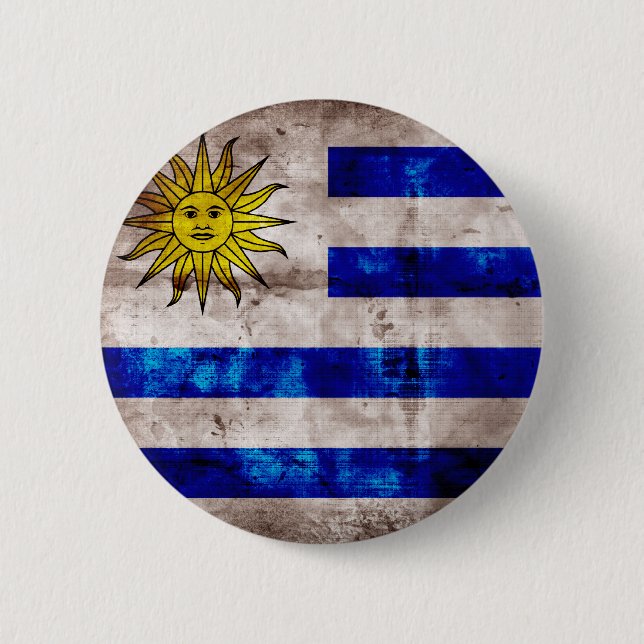 Weathered Uruguay Flag 6 Cm Round Badge (Front)