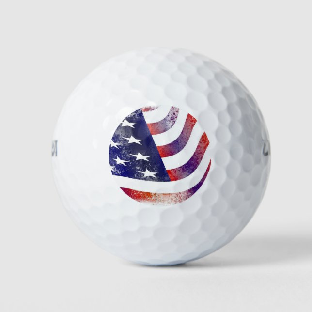 Weathered USA American Flag Patriotic Golf Balls (Front)