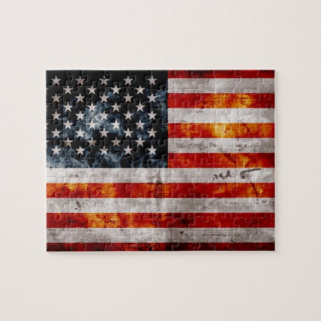 Weathered Vintage American Flag Jigsaw Puzzle (Horizontal)