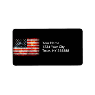 Weathered Vintage American Flag Label