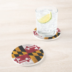 Weathered Vintage Maryland State Flag Coaster