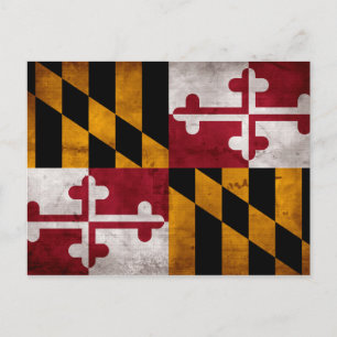 Weathered Vintage Maryland State Flag Postcard