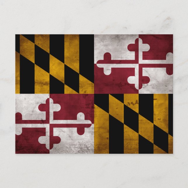 Weathered Vintage Maryland State Flag Postcard (Front)