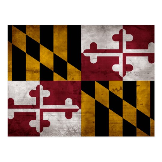 Weathered Vintage Maryland State Flag Postcard