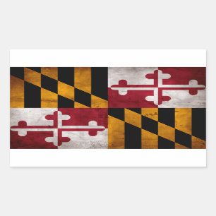 Weathered Vintage Maryland State Flag Rectangular Sticker