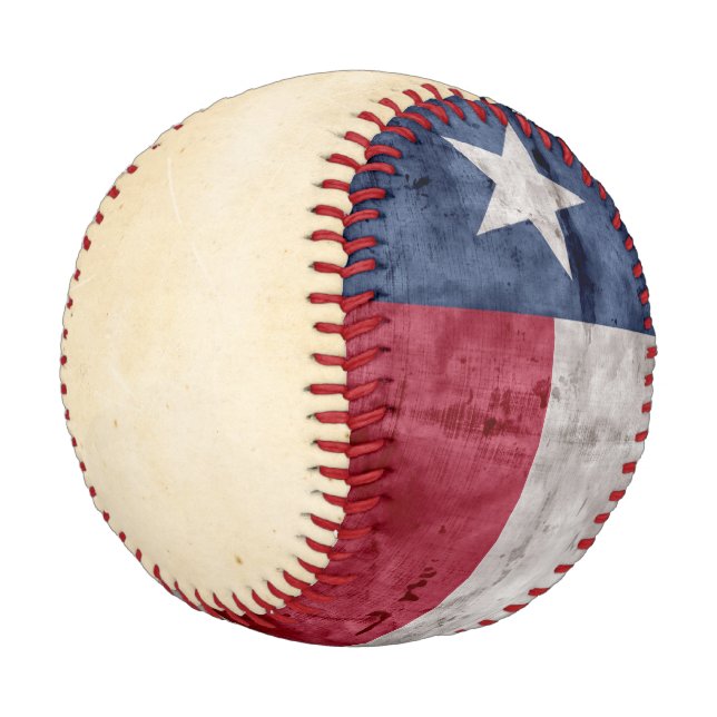 Weathered Vintage Texas State Flag Baseball (Angled)