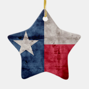 Weathered Vintage Texas State Flag Ceramic Ornament
