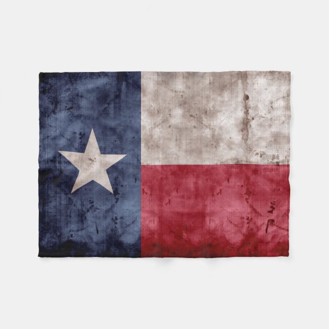 Weathered Vintage Texas State Flag Fleece Blanket (Front (Horizontal))