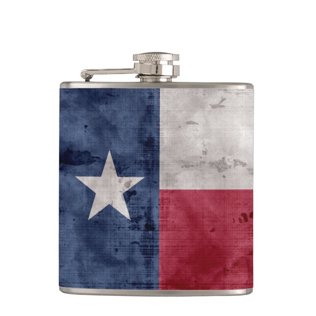 Weathered Vintage Texas State Flag Hip Flask (Front)