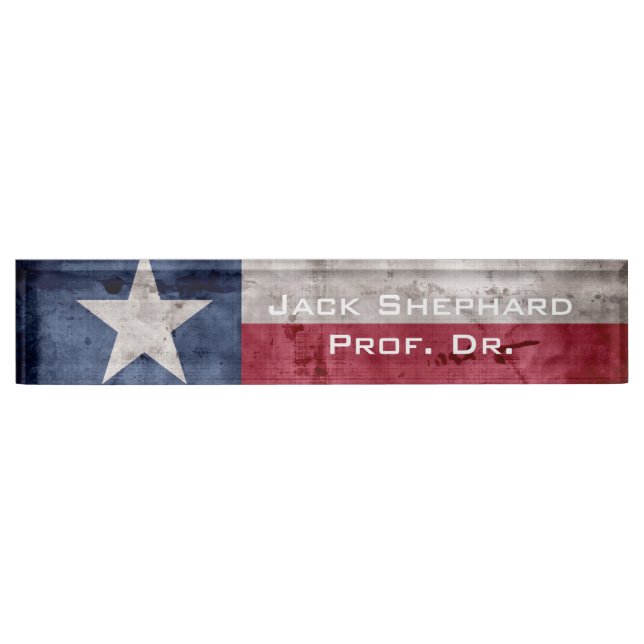 Weathered Vintage Texas State Flag Nameplate (Front)