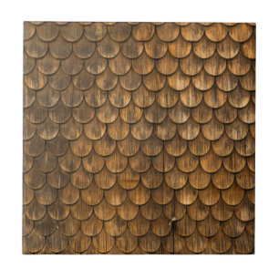 Weathered wall of wooden shingles ceramic tile