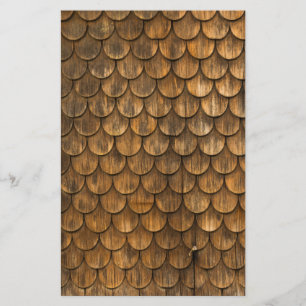 Weathered wall of wooden shingles stationery