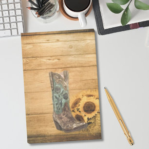Weathered Western Country sunflower cowboy boot Post-it Notes