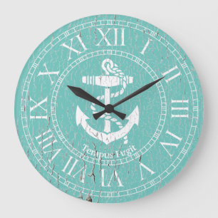 Weathered White Anchor Personalise Large Clock