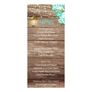 Weathered Wood and Lantern - Teal Flowers Rack Card
