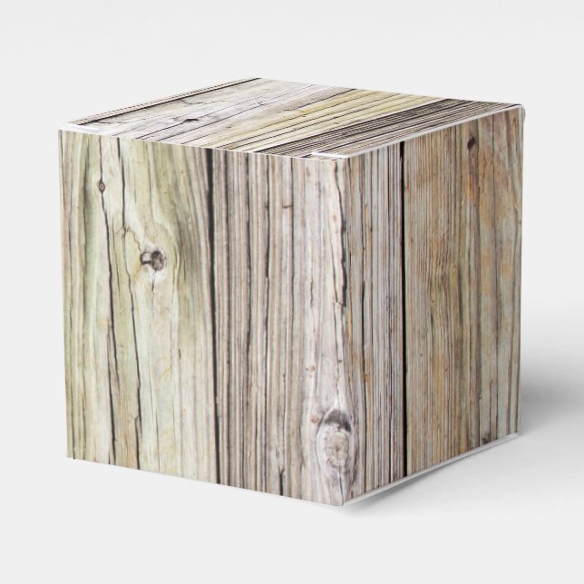 Weathered Wood Boards with Rustic Patina Favour Box (Front Side)