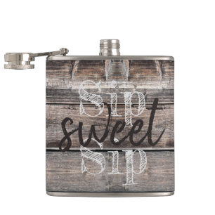 weathered wood distressed SIP SWEET SIP Hip Flask