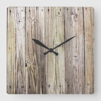 Weathered Wood Dock Boards with Rustic Appeal Square Wall Clock