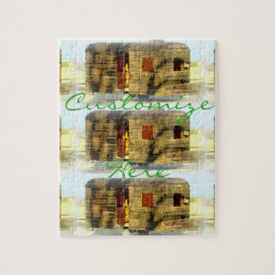 Weathered wood gypsy caravan jigsaw puzzle