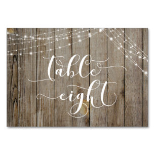 Weathered Wood & Light Strings Table Eight Card
