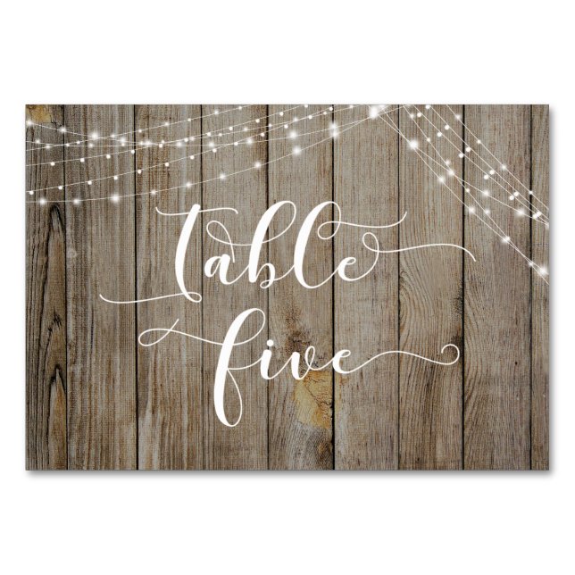 Weathered Wood & Light Strings Table Five Card (Front)