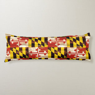 Weathered wood Maryland flag body pillow