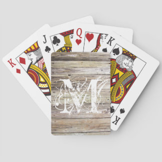 Weathered Wood Monogrammed Bicycle Playing Cards