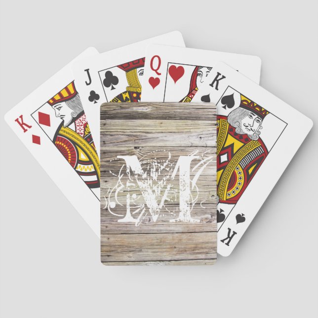 Weathered Wood Monogrammed Bicycle Playing Cards (Back)