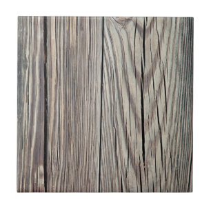 Weathered Wood Plank w Grain Background Template Ceramic Tile