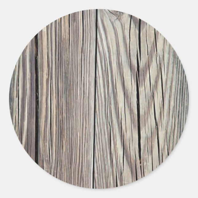 Weathered Wood Plank w Grain Background Template Classic Round Sticker (Front)